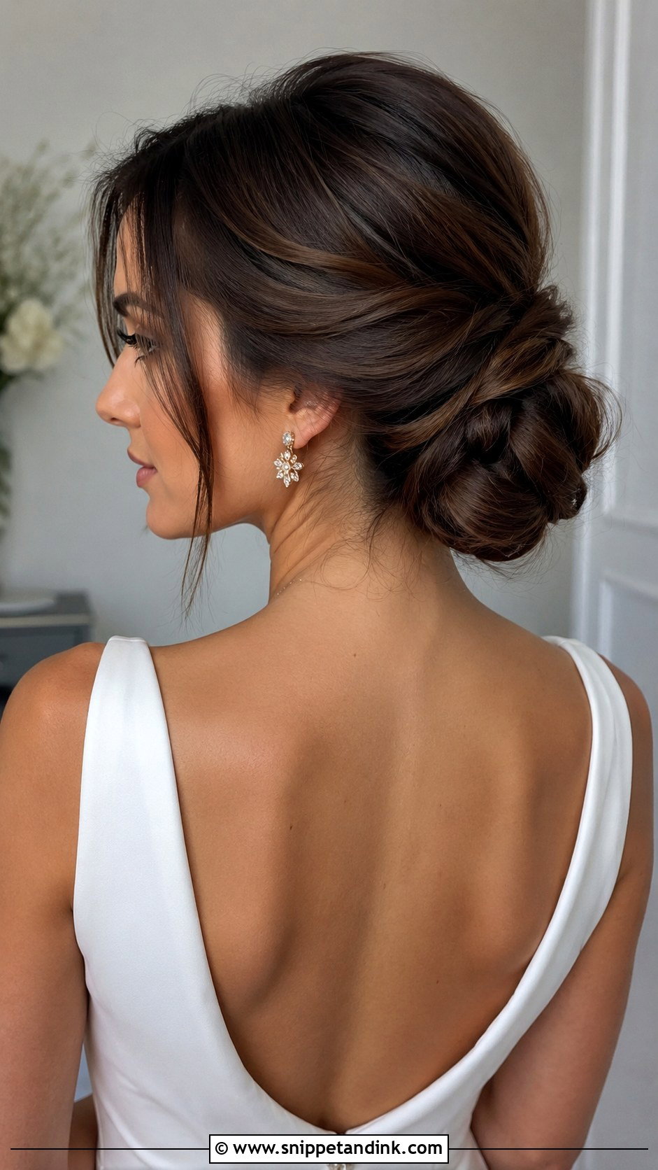 Sleek Twisted Low Bun - Snippet and Ink - 25 Bridal Hairstyles for Round Face