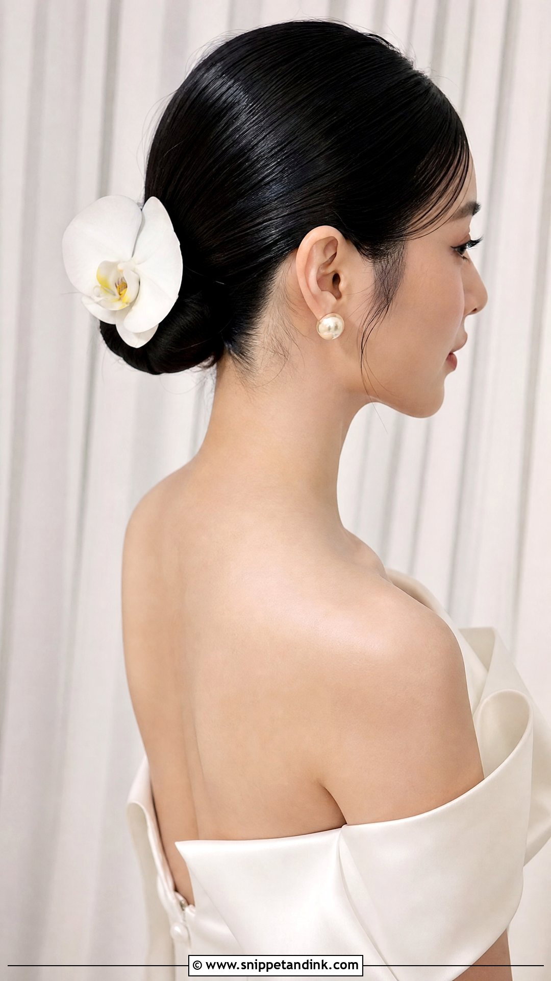 Sleek Updo With Orchids - Snippet and Ink - 20 Bridal Hairstyles with Flowers