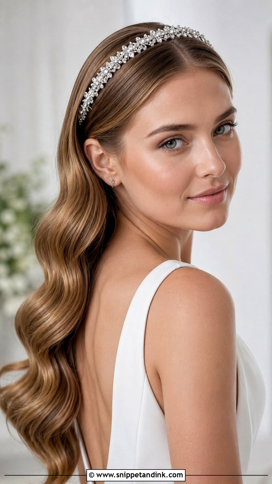 Sleek Waves With a Crystal Headband - Snippet and Ink - 20 Short Hair Waves Wedding