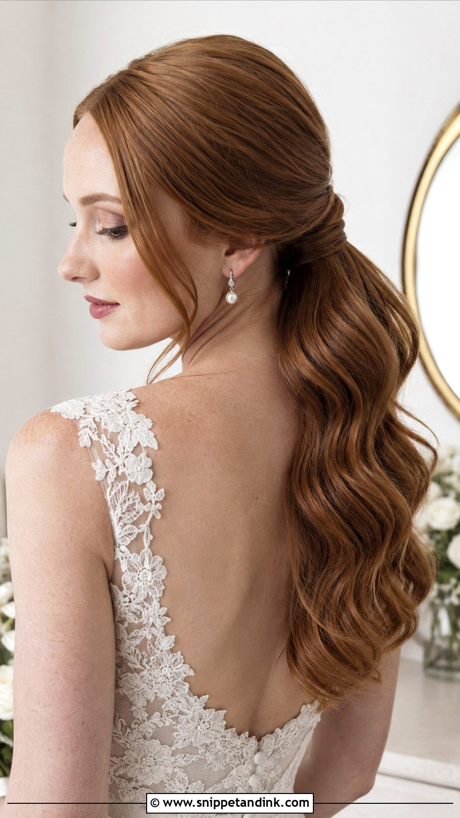 Sleek Wavy Ponytail For Wedding - Snippet and Ink - 15 Sleek Ponytail for Wedding Ideas