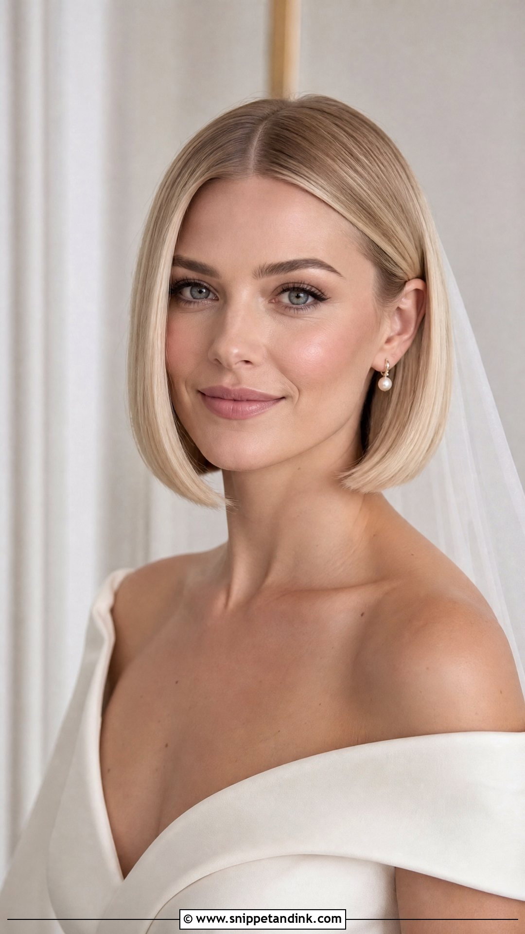 Sleek Wedding Bob - Snippet and Ink - 20 Wedding Hair Bob Length Ideas