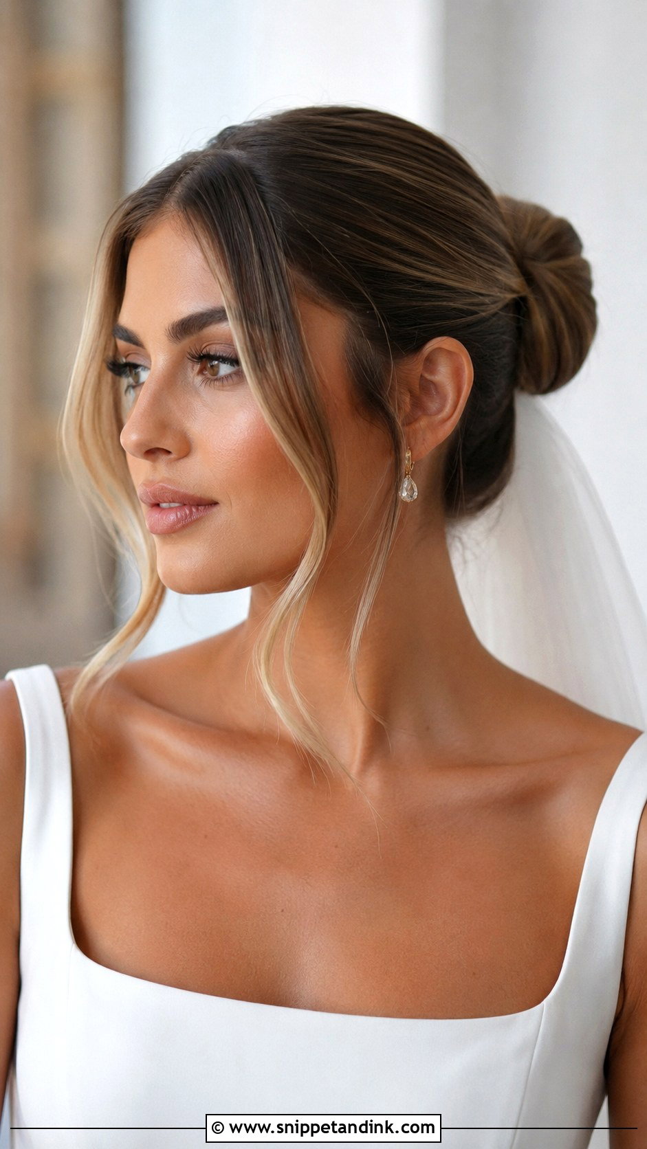 Sleek Wedding Bun With Front Pieces - Snippet and Ink - 15 Wedding Bun Front View Ideas