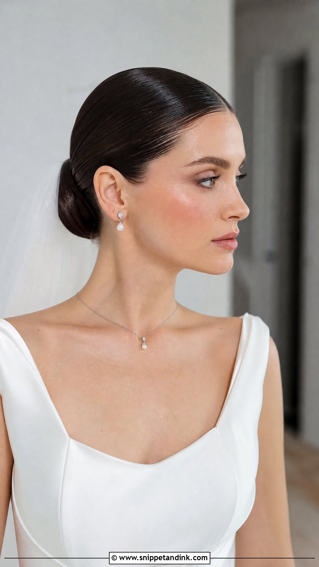 Sleek Wet Look Updo - Snippet and Ink - 30 Brautfrisur Hochgesteckt Ideas