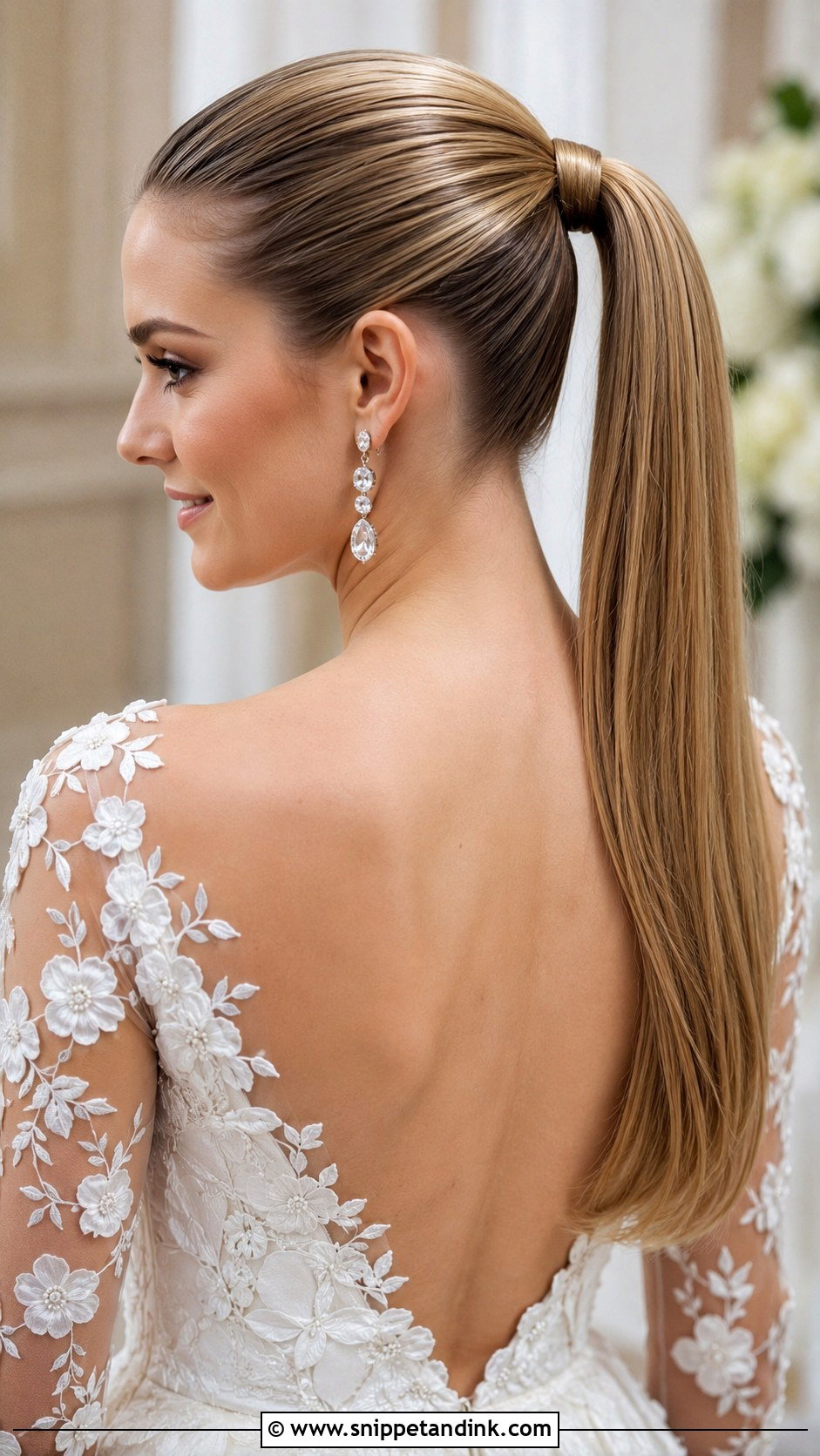 Sleek Wrapped Ponytail Updo - Snippet and Ink - 20 Bridal Hair Up Do Ideas