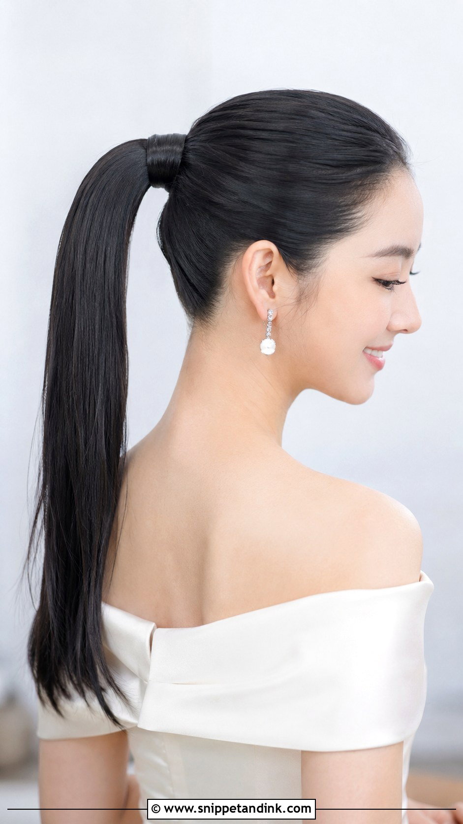Sleek Wrapped Ponytail - Snippet and Ink - 35 Bridal Updo Ideas