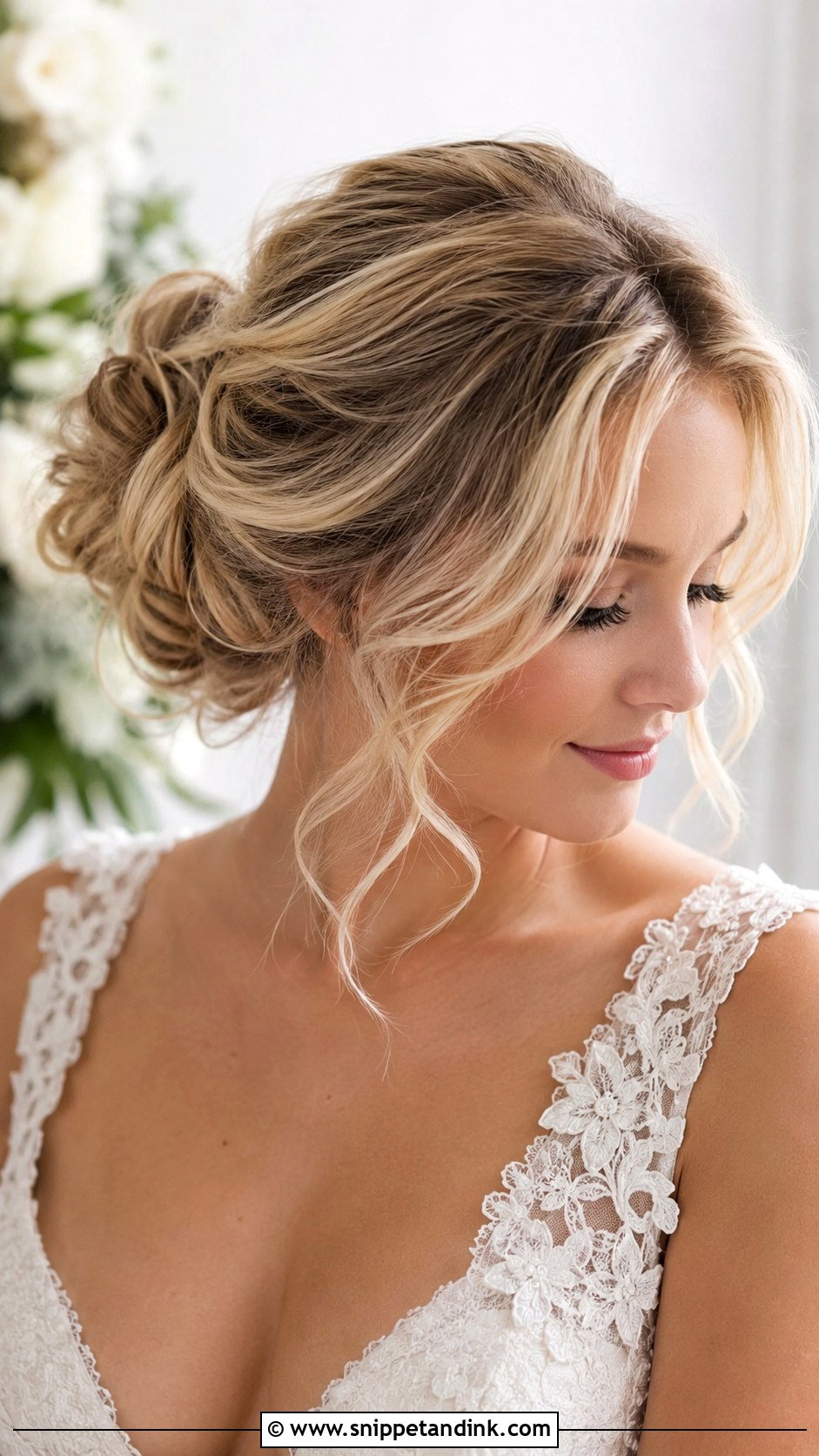 Sleek Yet Loose Wedding Bun - Snippet and Ink - 25 Loose Bun Wedding Hair Ideas