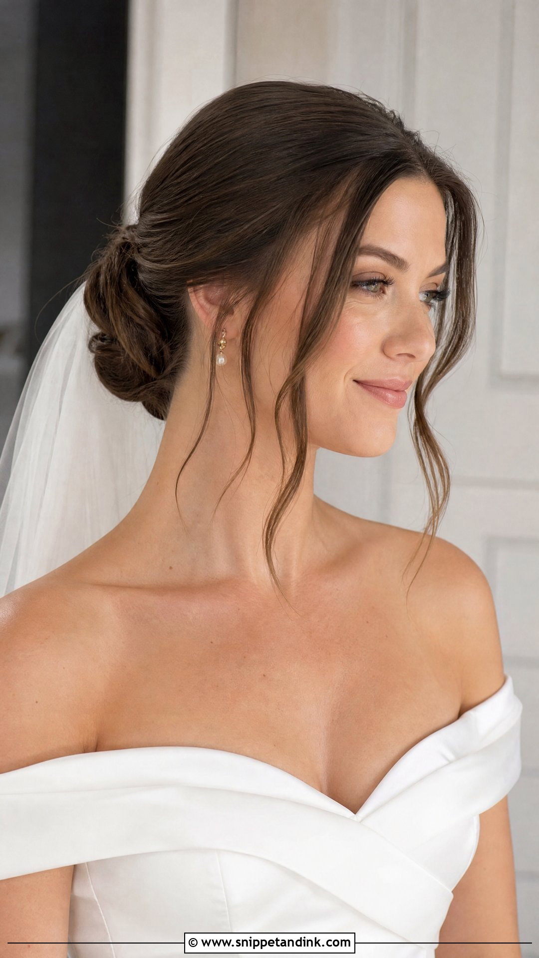 Slick Back Bun With Face Framing Fringe - Snippet and Ink - 20 Slick Back Bun Wedding Hair Ideas