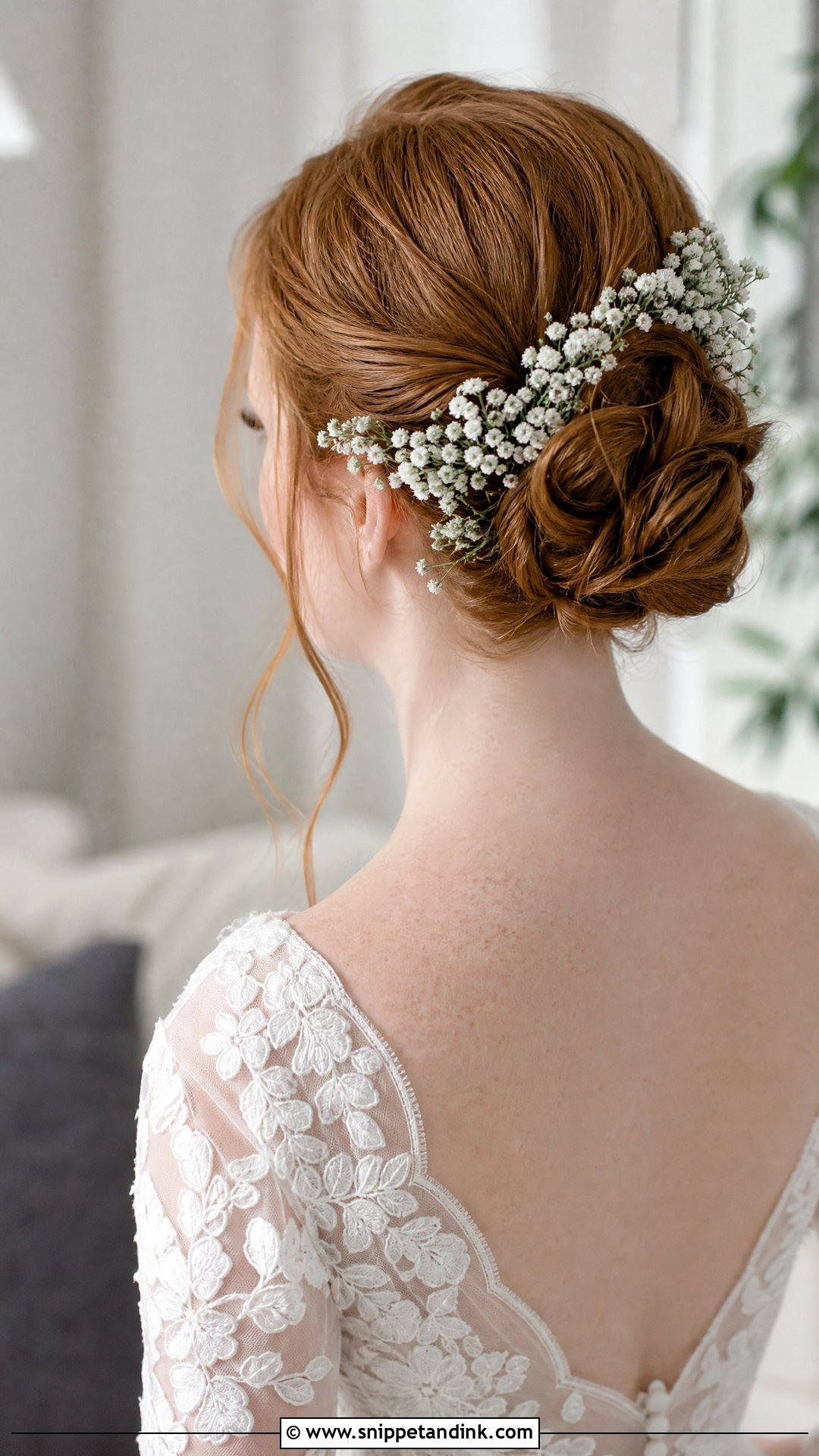 Slick Back Bun With Flowers - Snippet and Ink - 20 Slick Back Bun Wedding Hair Ideas