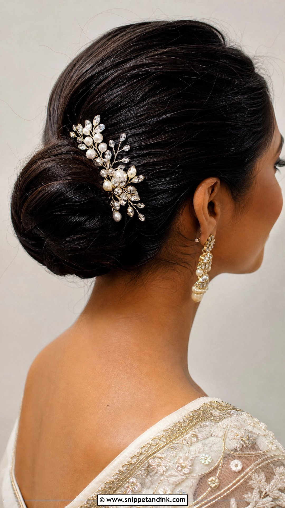 Slick Back Bun With Hair Comb Wedding Hairstyle - Snippet and Ink - 20 Slick Back Updo Wedding Hairstyles