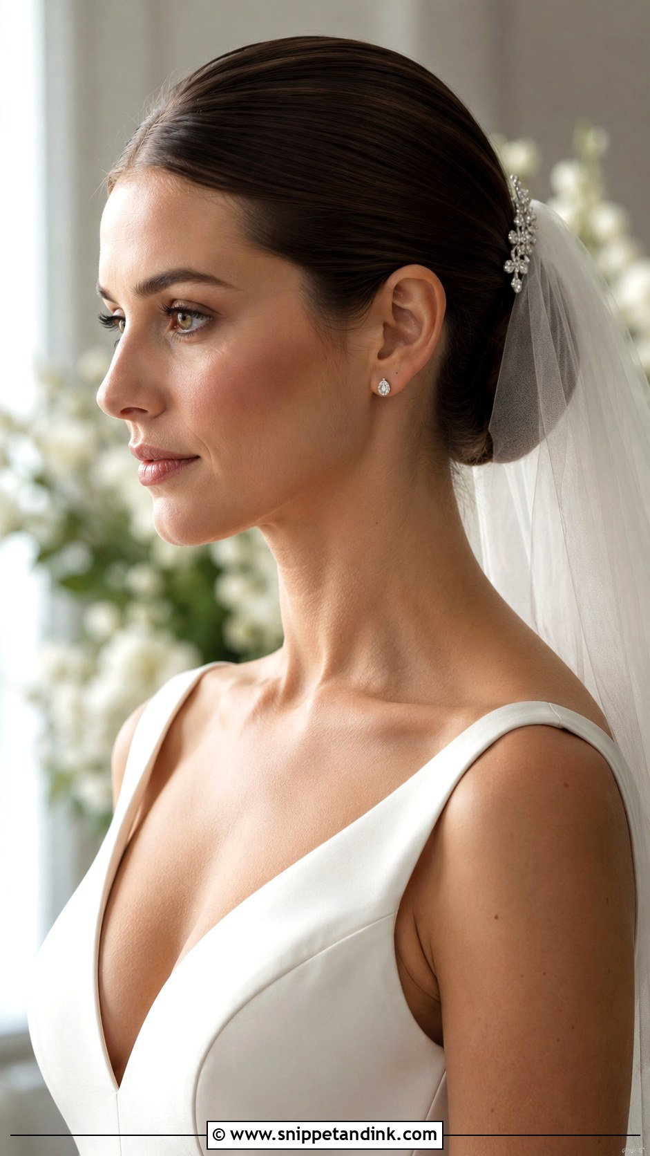 Slick Back Bun With Veil For Wedding - Snippet and Ink - 15 Slick Back Hairstyles for Wedding