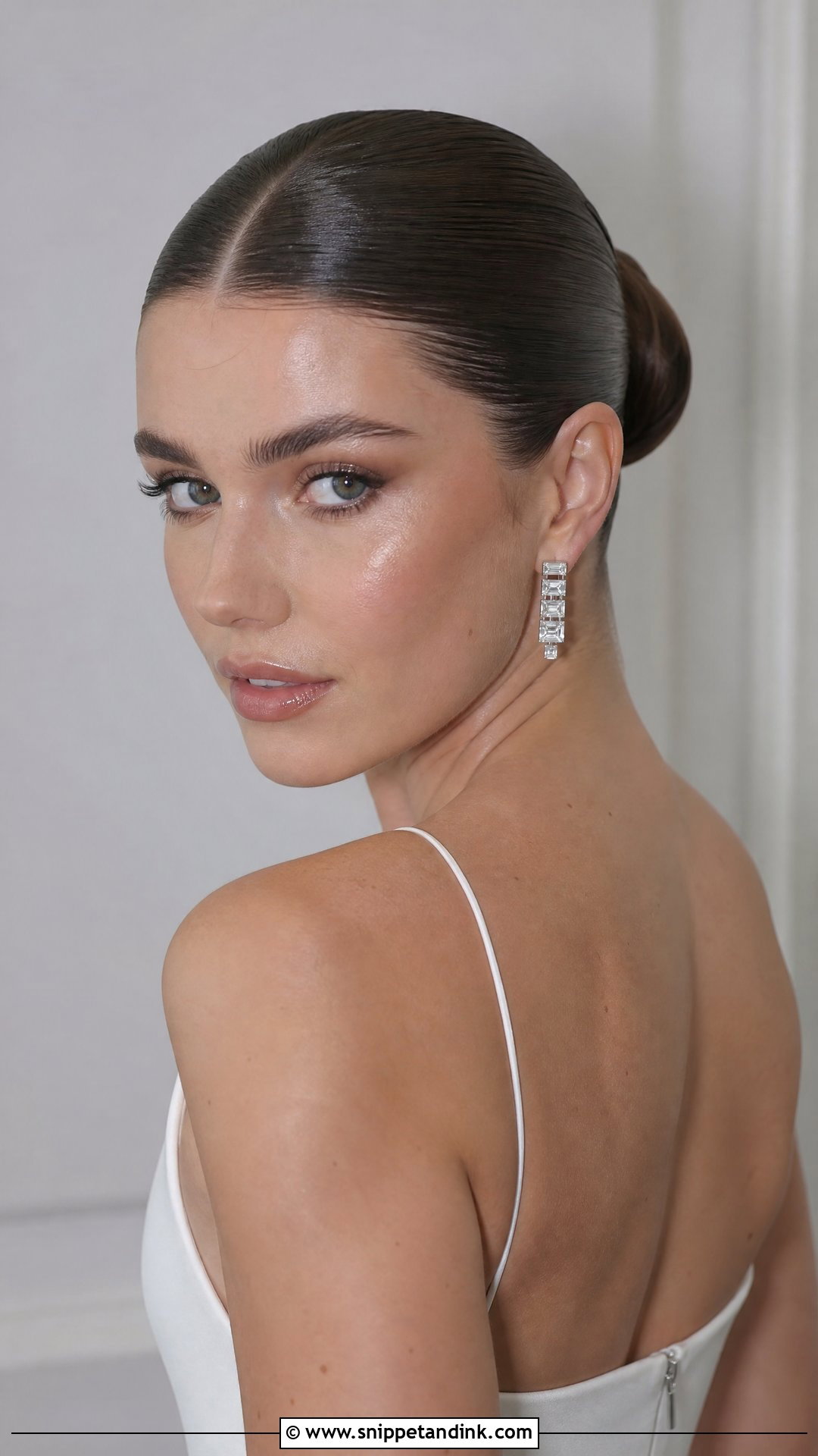 Slick Back Bun With Wet Look Finish - Snippet and Ink - 20 Slick Back Bun Wedding Hair Ideas