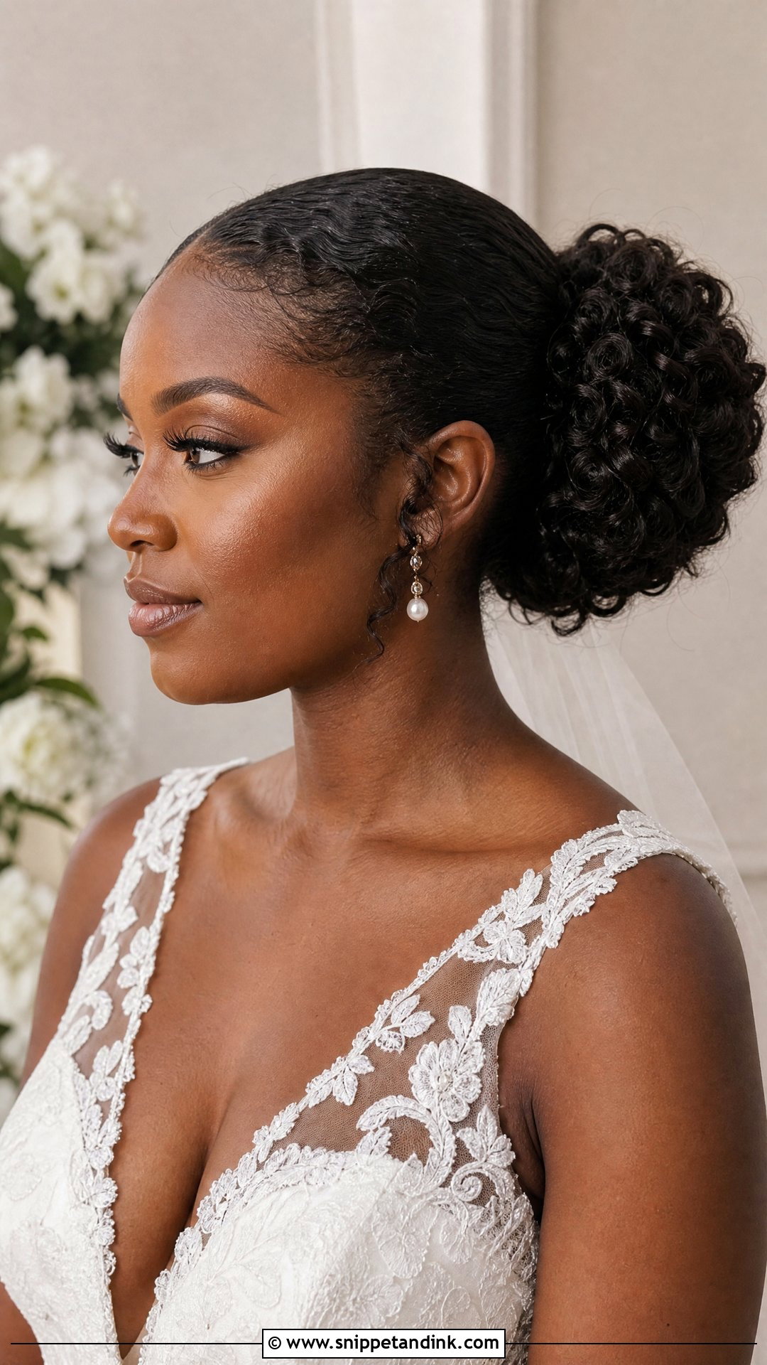 Slick Back Curly Bun Wedding Hairstyle - Snippet and Ink - 20 Slick Back Updo Wedding Hairstyles