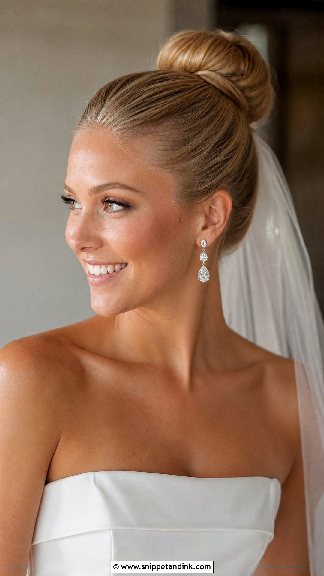 Slick Back High Bun Wedding Hairstyle - Snippet and Ink - 20 Slick Back Updo Wedding Hairstyles