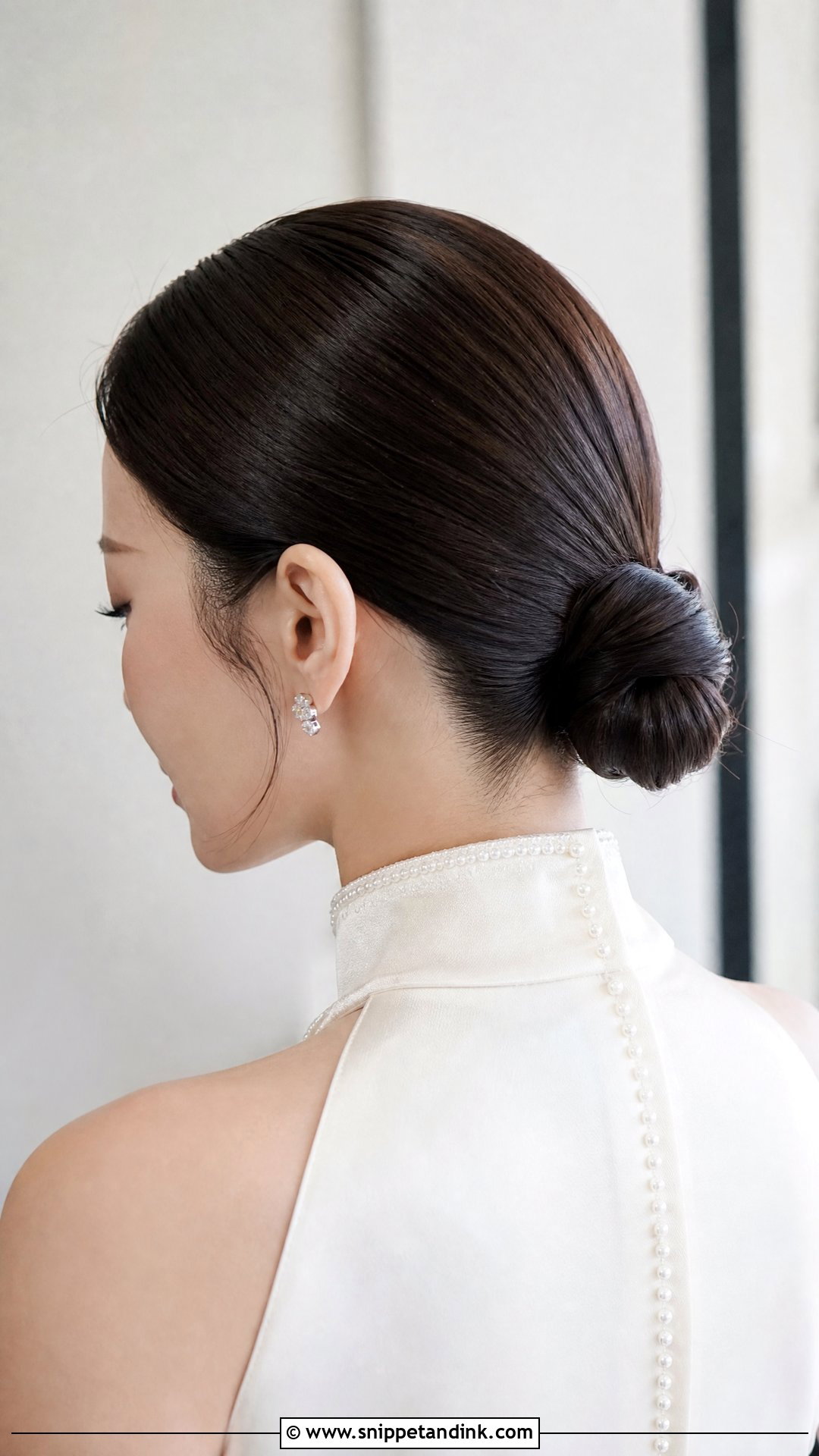 Slick Back Low Knot Wedding Hairstyle - Snippet and Ink - 20 Slick Back Updo Wedding Hairstyles