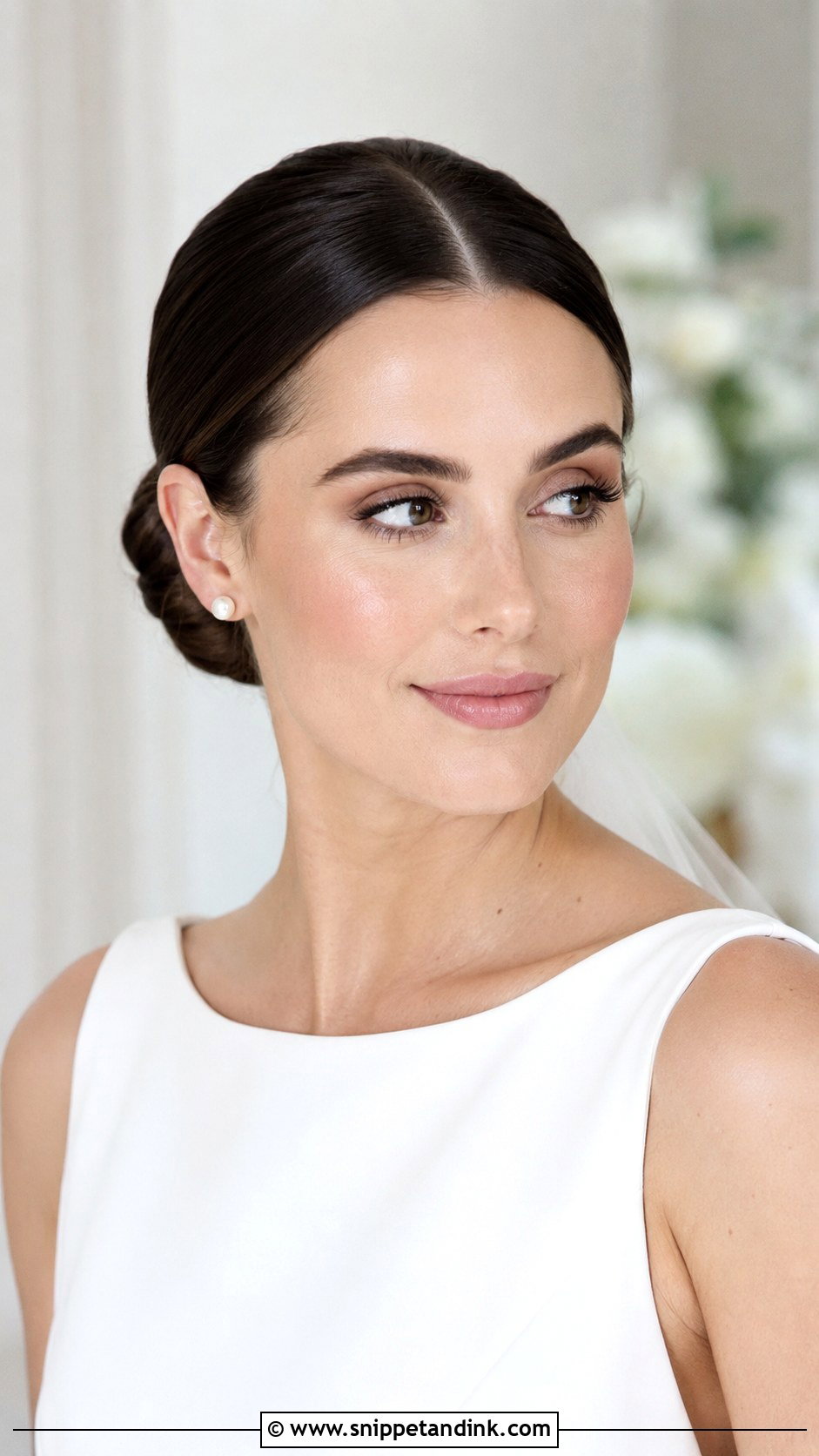 Slick Back Middle Part Bun For Wedding - Snippet and Ink - 15 Slick Back Hairstyles for Wedding