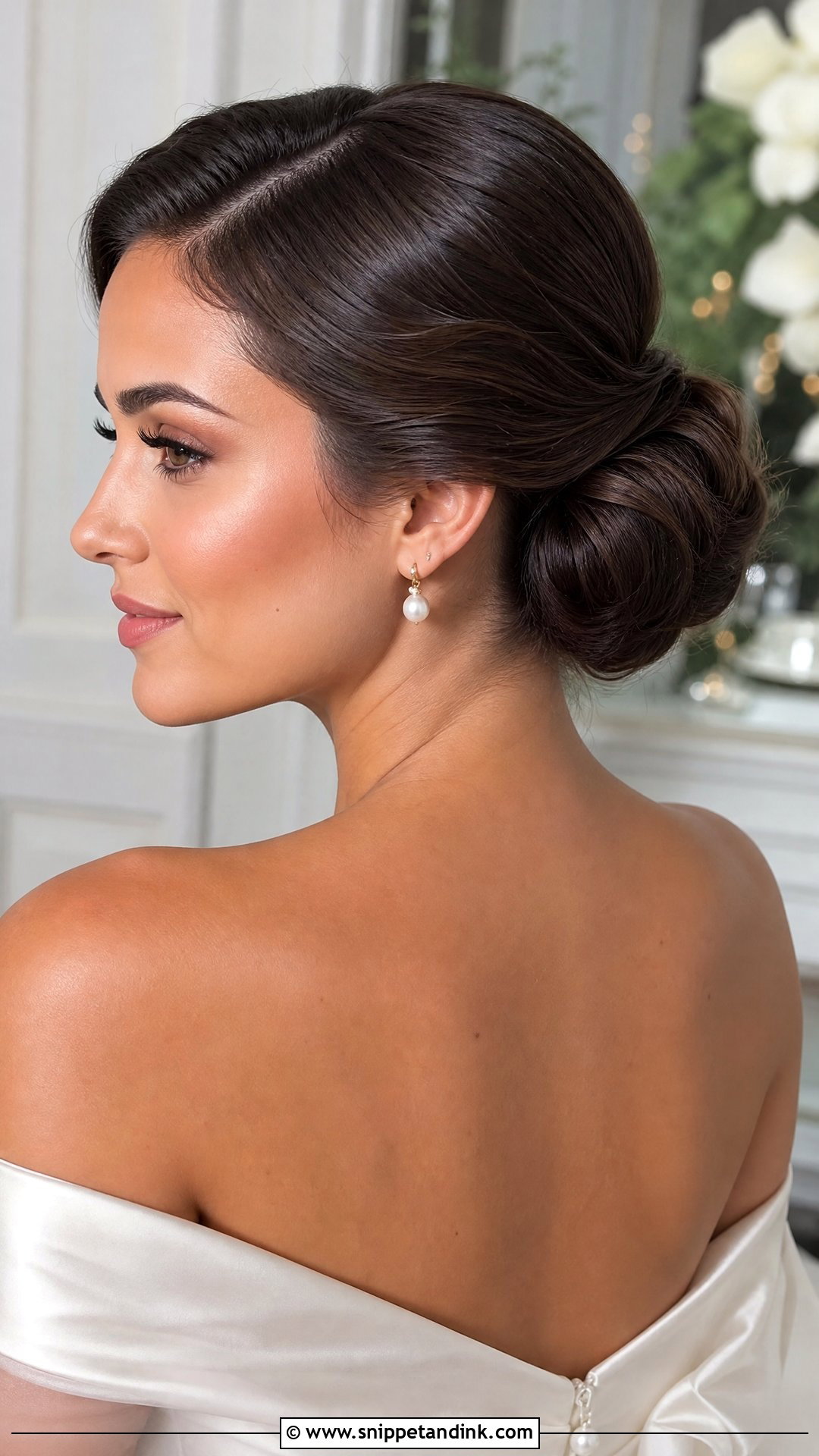 Slick Back Side Part Bun Wedding Hairstyle - Snippet and Ink - 20 Slick Back Updo Wedding Hairstyles