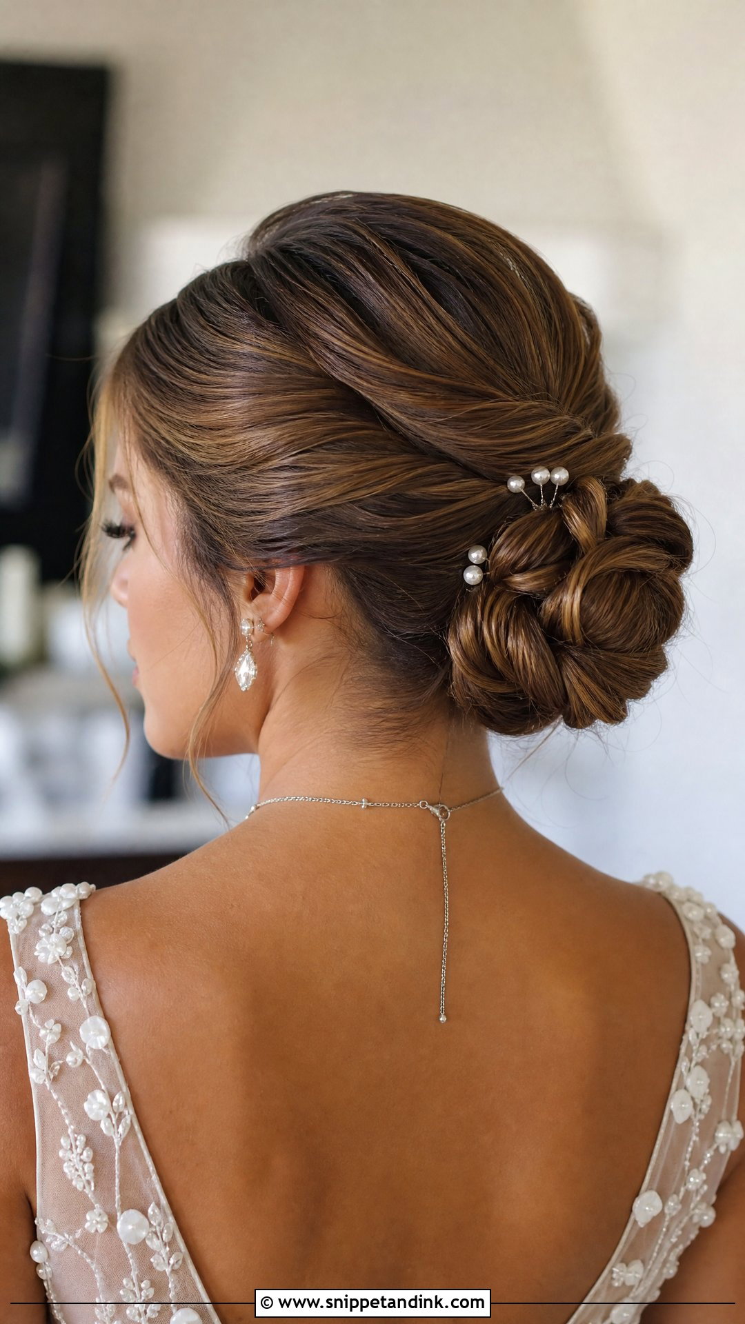 Slick Back Twisted Bun Wedding Hairstyle - Snippet and Ink - 20 Slick Back Updo Wedding Hairstyles