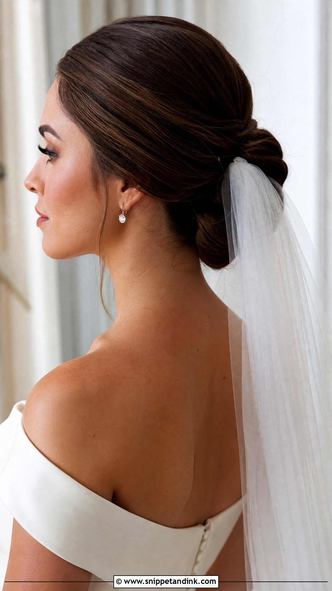 Slick Back Veil Bun Wedding Hairstyle - Snippet and Ink - 20 Slick Back Updo Wedding Hairstyles