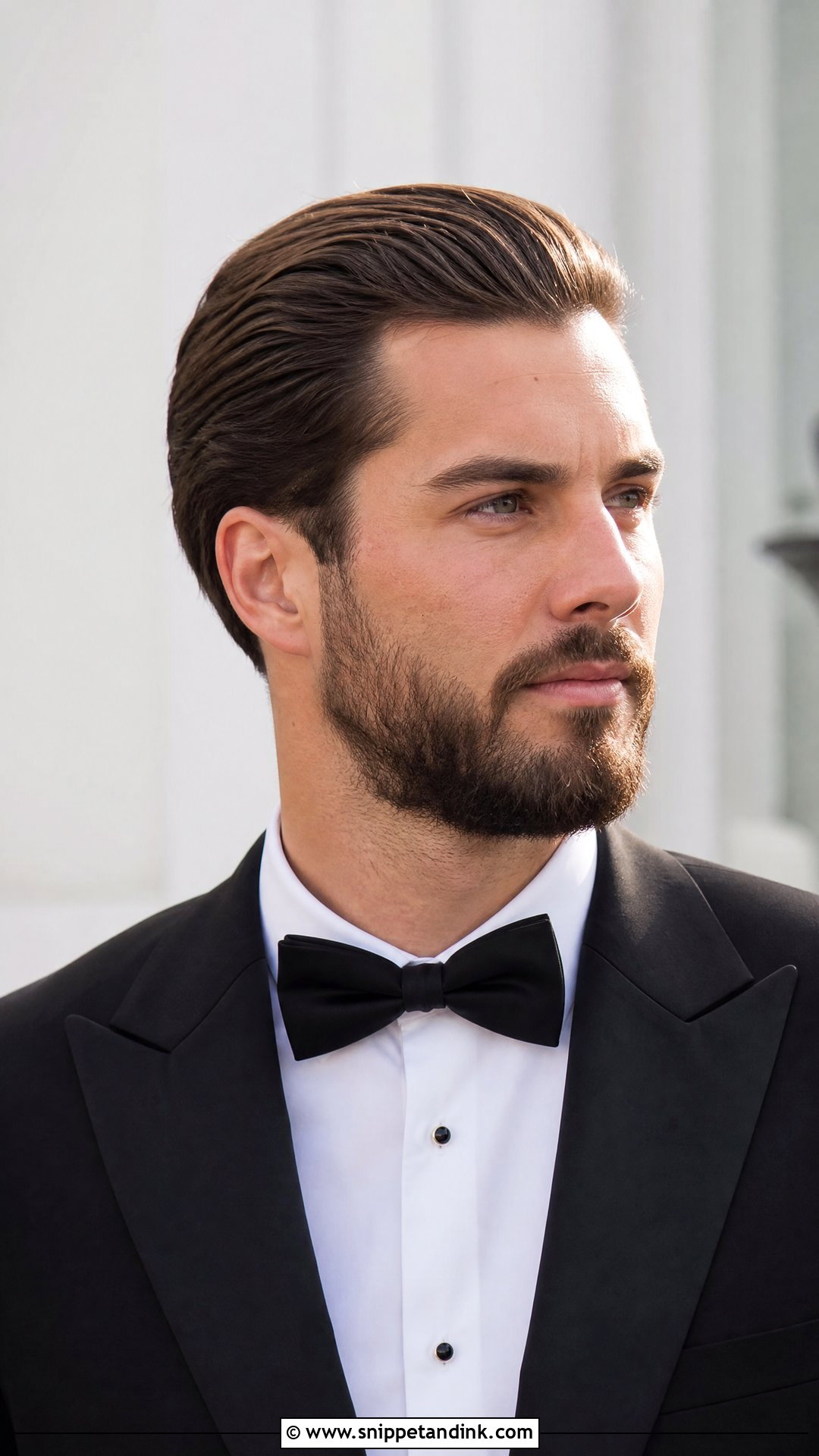 Slick Back With Beard - Snippet and Ink - 20 Groom Hair Styles