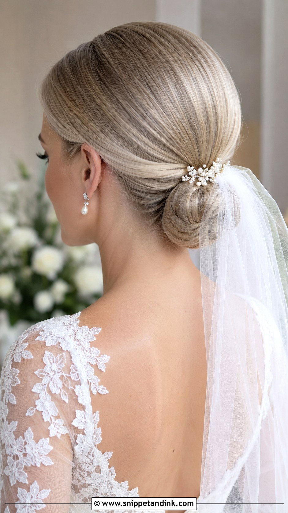 Slick Bridal Bun With Veil - Snippet and Ink - 15 Slick Bridal Hair Ideas