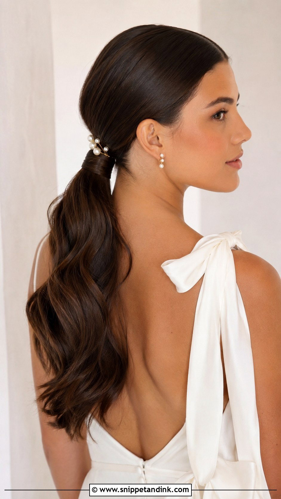 Slick Bridal Low Ponytail - Snippet and Ink - 15 Slick Bridal Hair Ideas