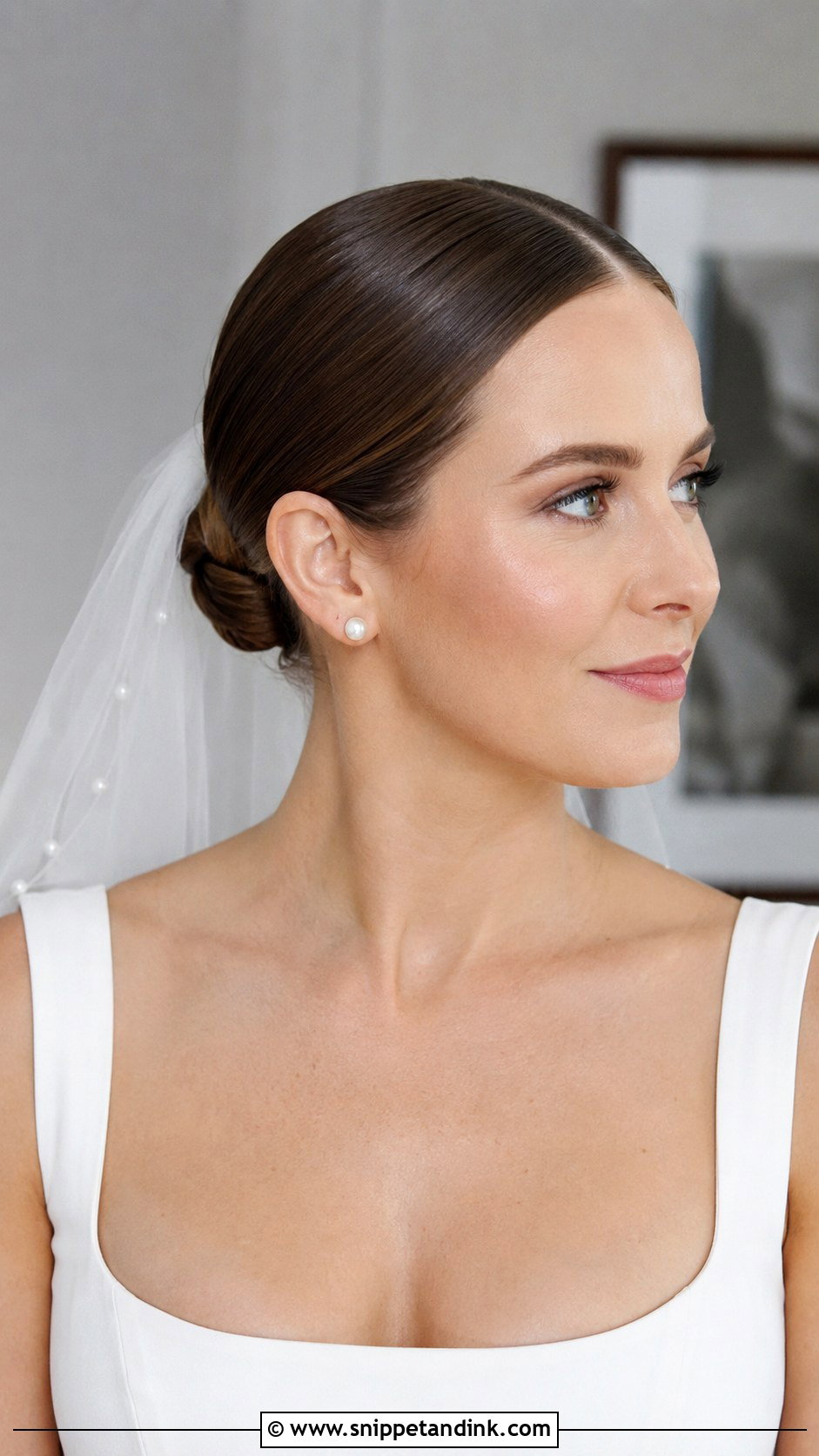 Slick Bridal Middle Part Bun - Snippet and Ink - 15 Slick Bridal Hair Ideas