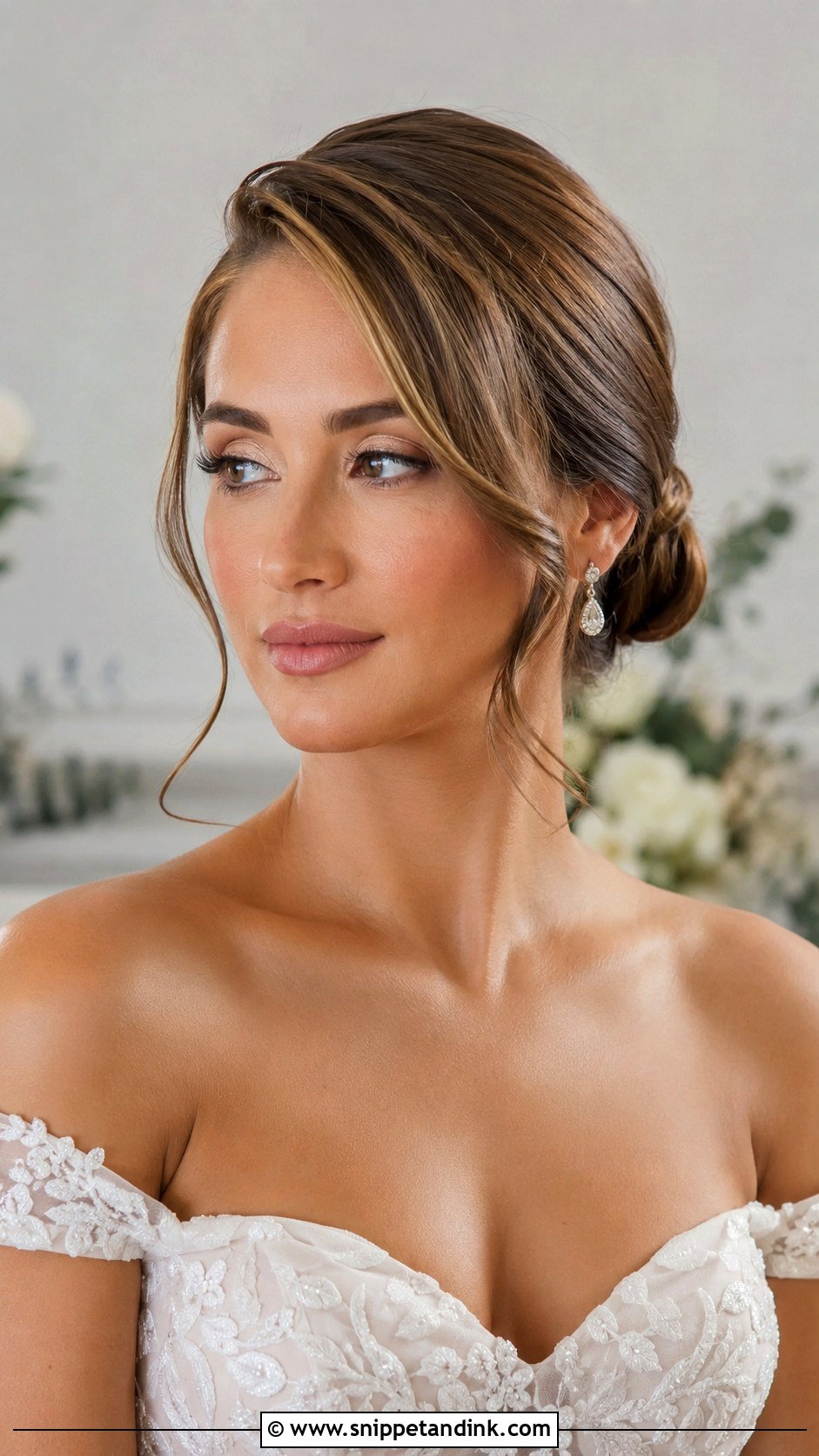Slick Bridal Side Part Bun - Snippet and Ink - 15 Slick Bridal Hair Ideas