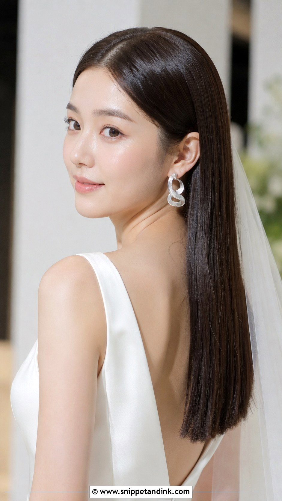 Slick Bridal Straight Hair - Snippet and Ink - 15 Slick Bridal Hair Ideas