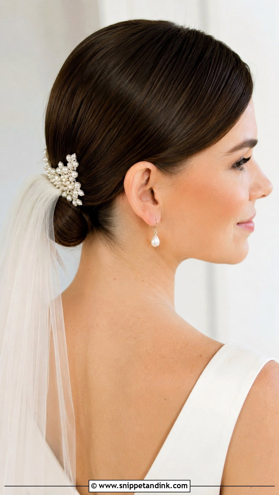 Slick Bun Bridal Hair For Short Hair - Snippet and Ink - 15 Slick Bun Bridal Hair Ideas