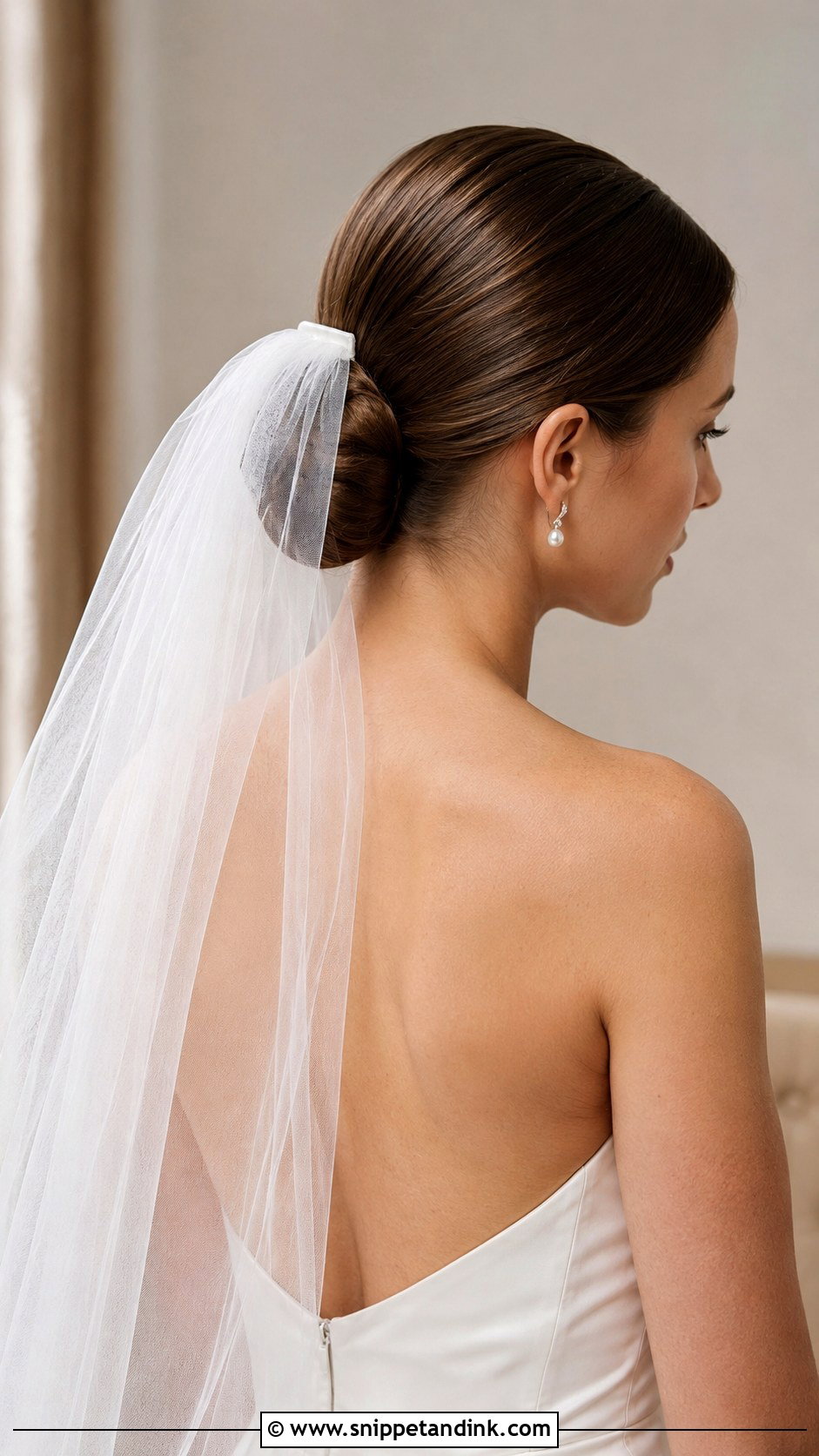 Slick Bun Bridal Hair With Veil - Snippet and Ink - 15 Slick Bun Bridal Hair Ideas