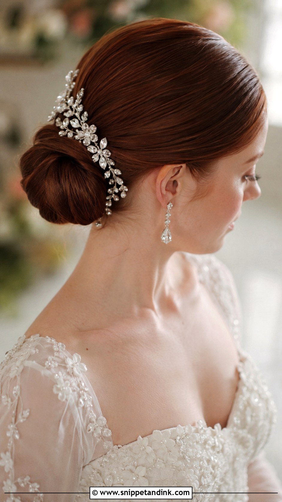 Slick Bun With Hair Vine Wedding Hairstyle - Snippet and Ink - 25 Slick Bun Wedding Hairstyles