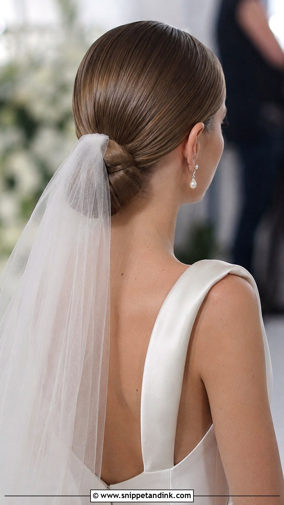 Slick Low Bun Bridal Hair For Long Hair - Snippet and Ink - 15 Slick Bun Bridal Hair Ideas