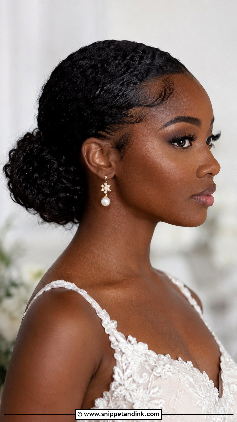 Slick Low Bun For Curly Hair Wedding Hair - Snippet and Ink - 15 Slick Low Bun Wedding Hair Ideas