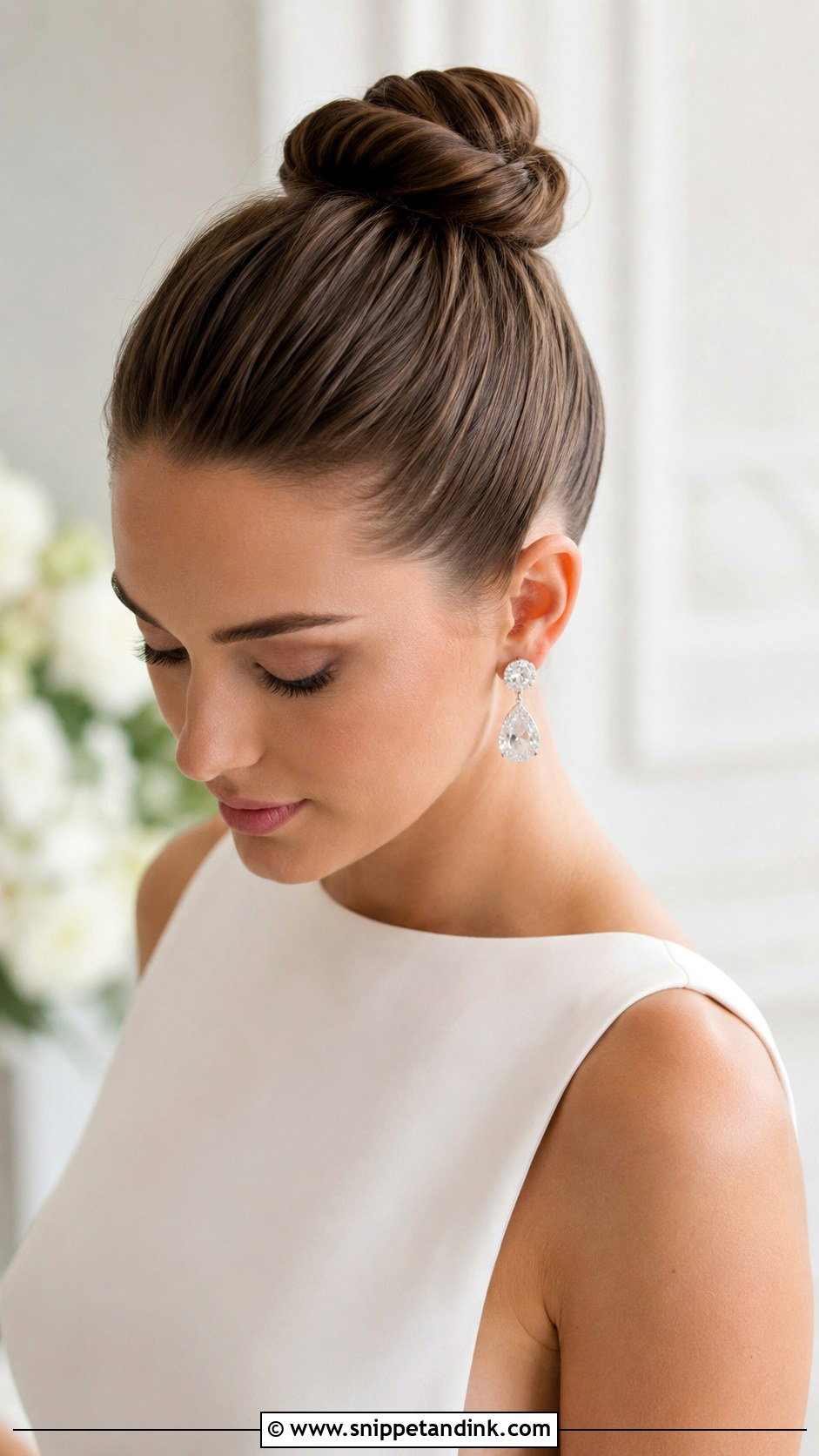 Slick Top Knot Wedding Hairstyle - Snippet and Ink - 25 Slick Bun Wedding Hairstyles