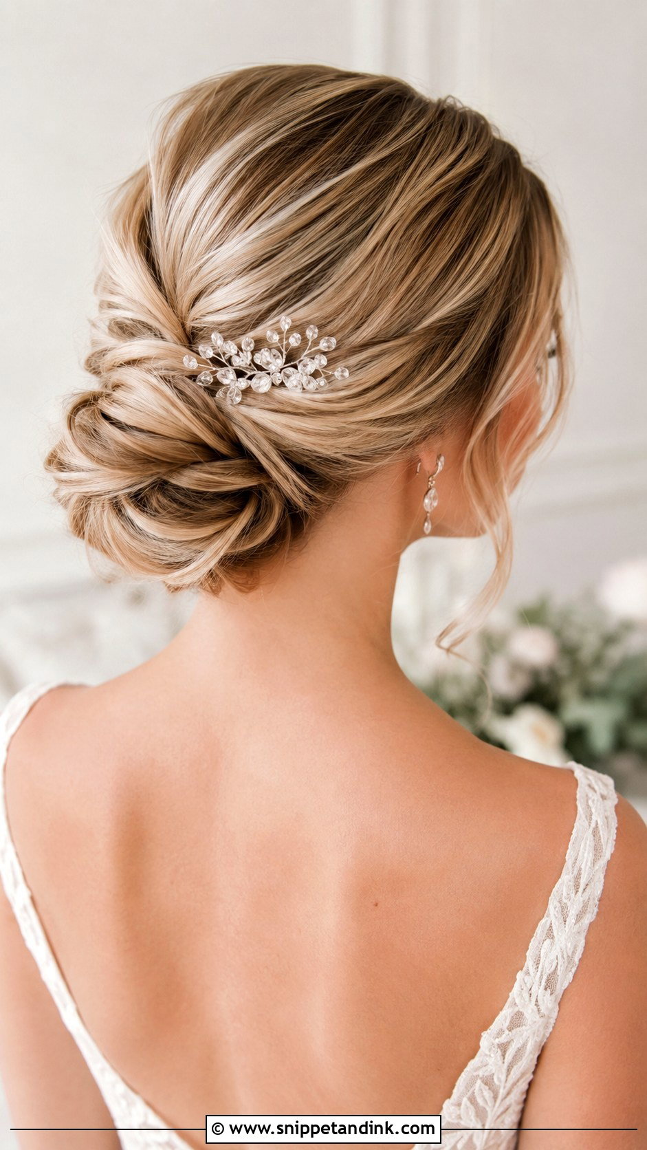 Slick Twisted Bun Bridal Hair - Snippet and Ink - 15 Slick Bun Bridal Hair Ideas