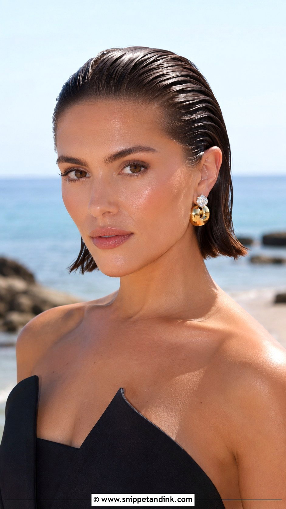 Slicked Back Bob - Snippet and Ink - 25 Beach Wedding Hairstyles