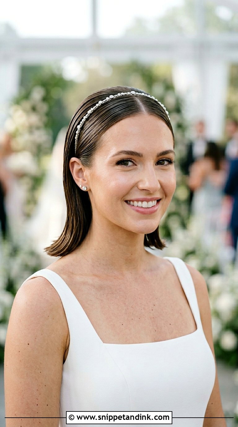 Slicked Back Bob Bridal Style - Snippet and Ink - 20 Bride Hairstyles for Short Hair