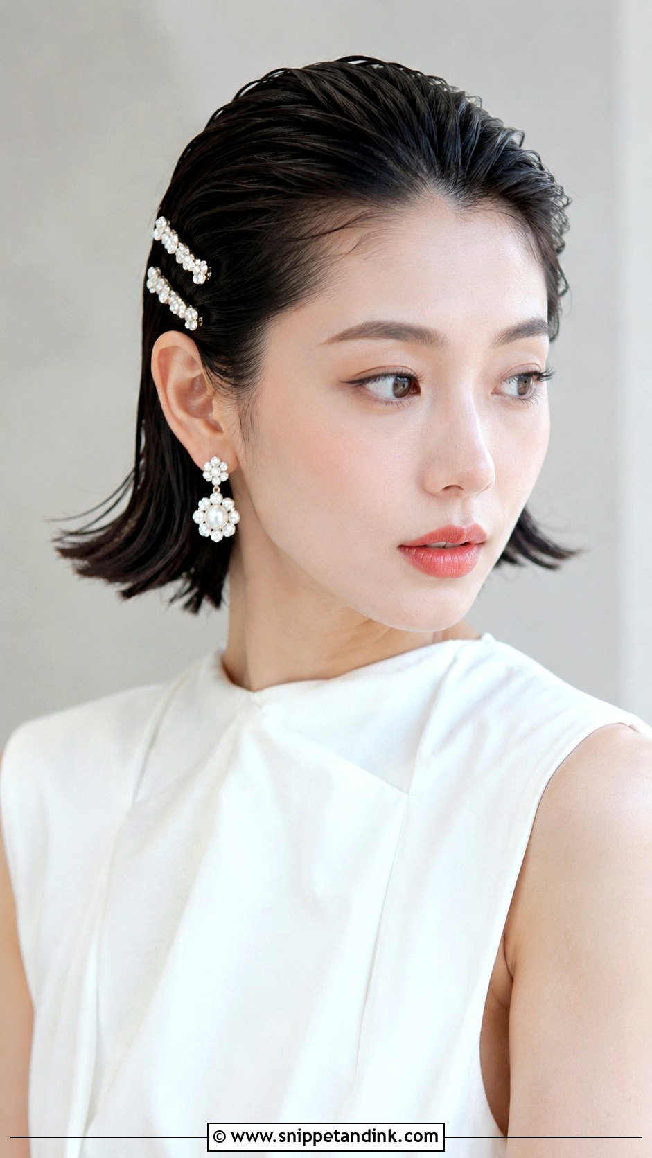 Slicked Back Bob With Clips - Snippet and Ink - 20 Bob Wedding Guest Hairstyles