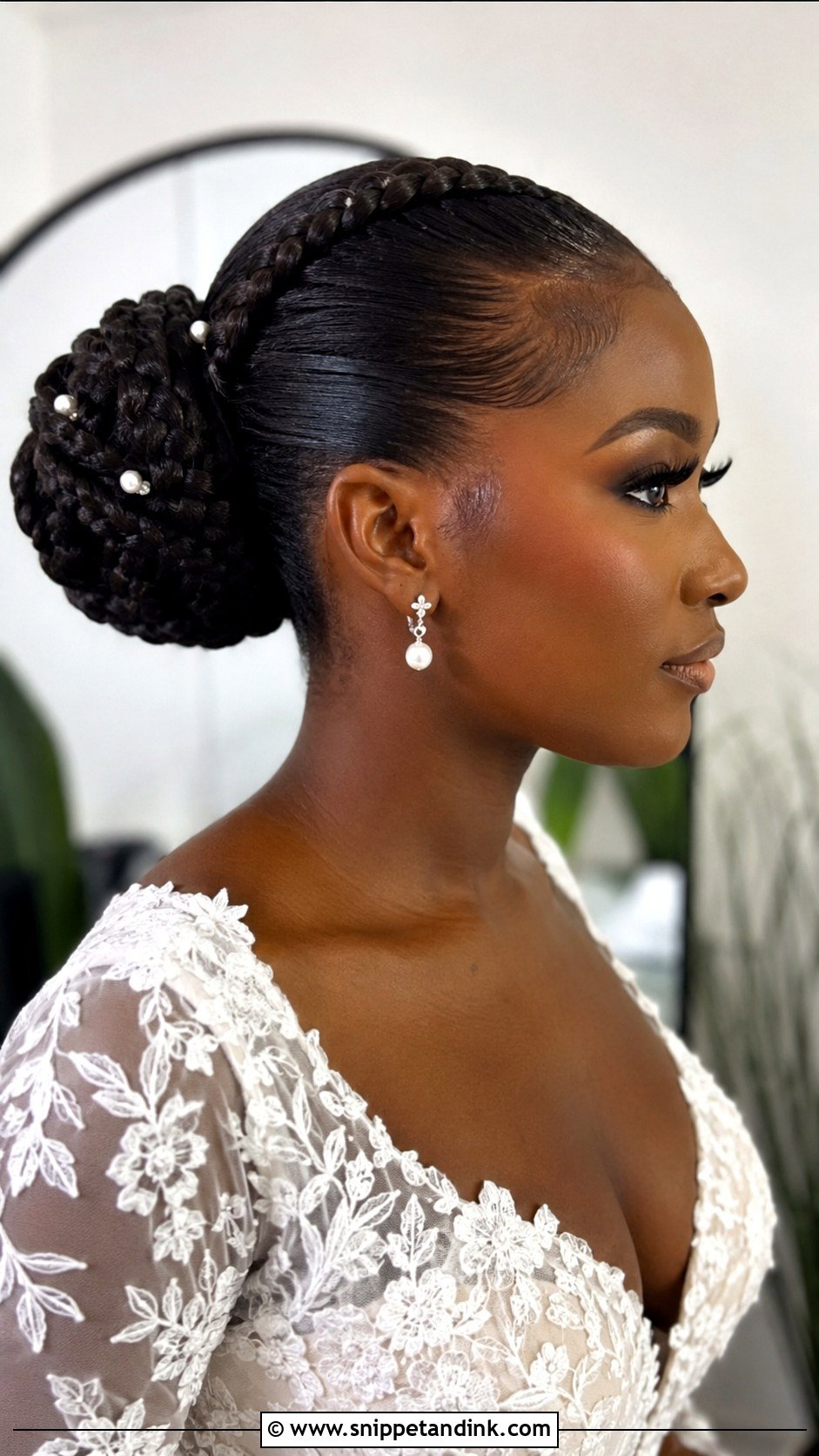 Slicked Back Braided Bun Wedding Hairstyle - Snippet and Ink - 15 Slicked Back Wedding Hairstyles