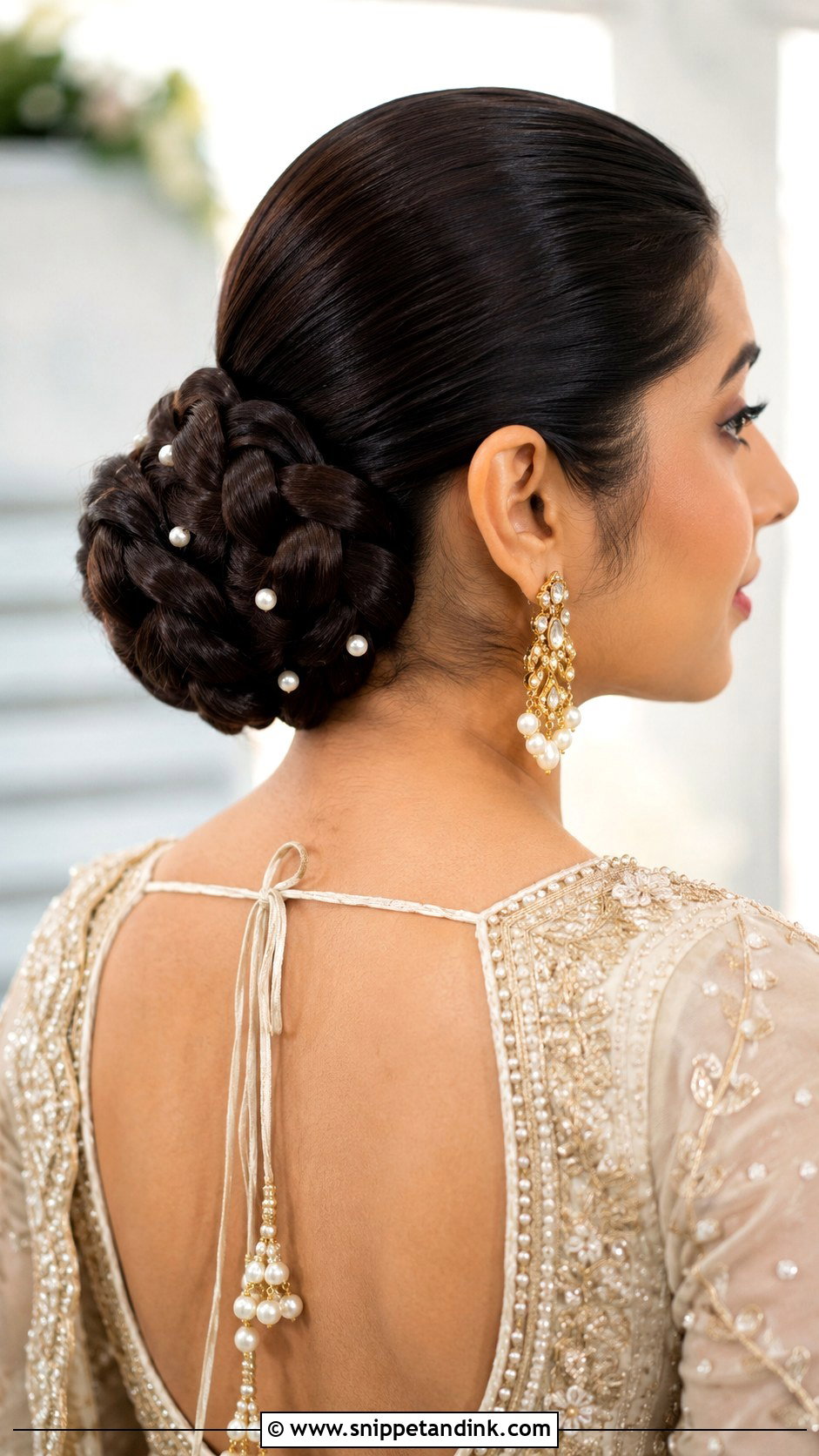 Slicked Back Braided Bun - Snippet and Ink - 15 Slicked Back Bridal Hair Ideas