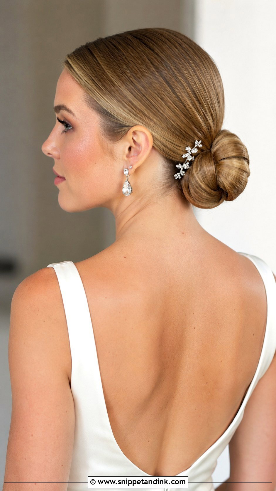 Slicked Back Bridal Bun - Snippet and Ink - 20 Bridal Hair Short Length Ideas