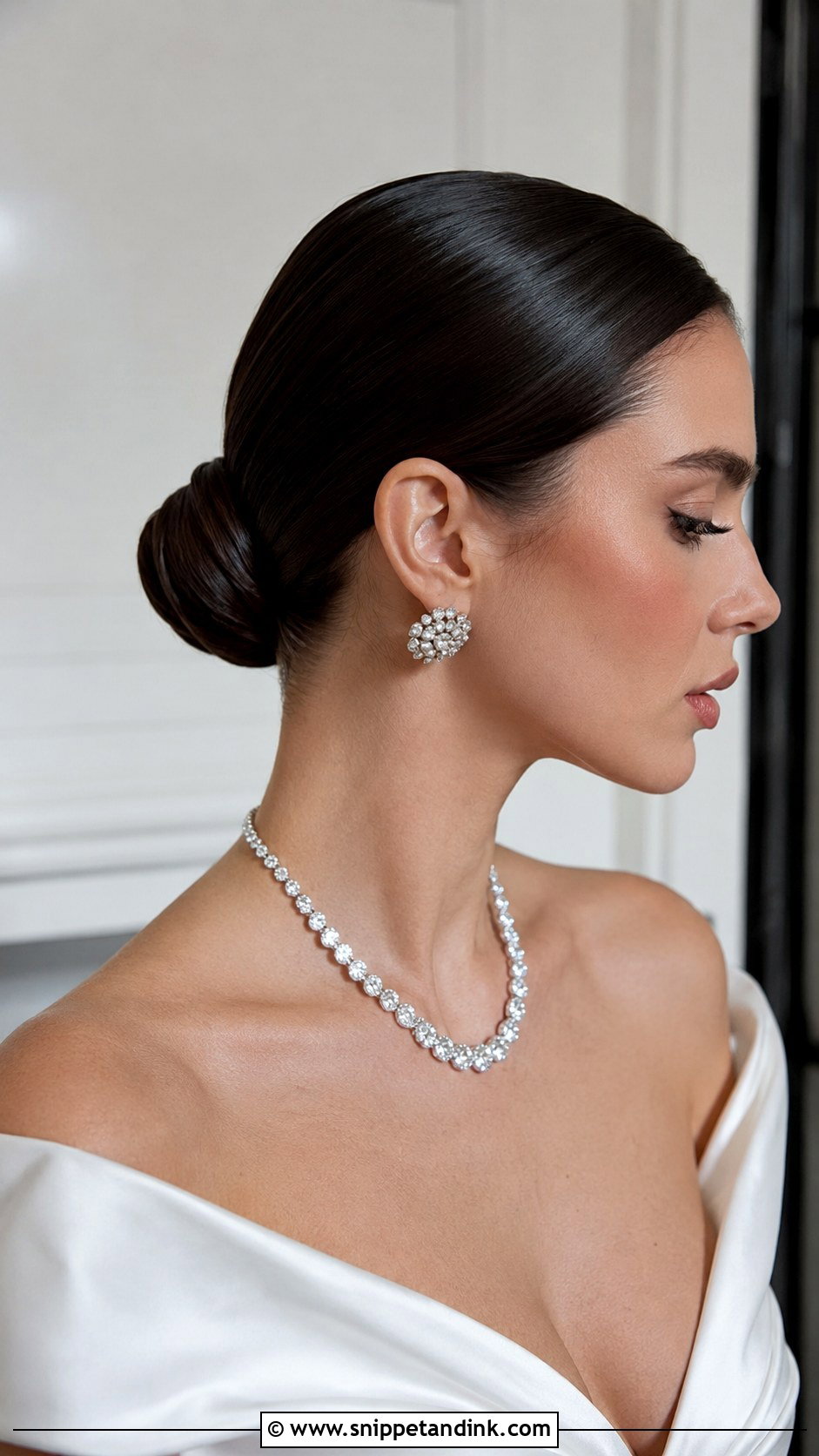 Slicked Back Bridal Bun - Snippet and Ink - 20 Old Money Bridal Hair Ideas