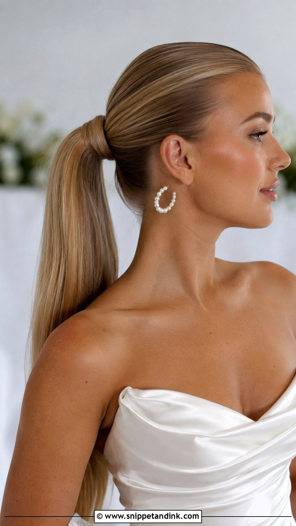 Slicked Back Bridal Ponytail - Snippet and Ink - 15 Slicked Back Bridal Hair Ideas
