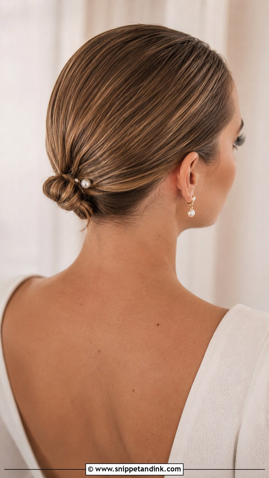 Slicked Back Bun For Short Hair - Snippet and Ink - 20 Sophia Richie Wedding Hair Ideas