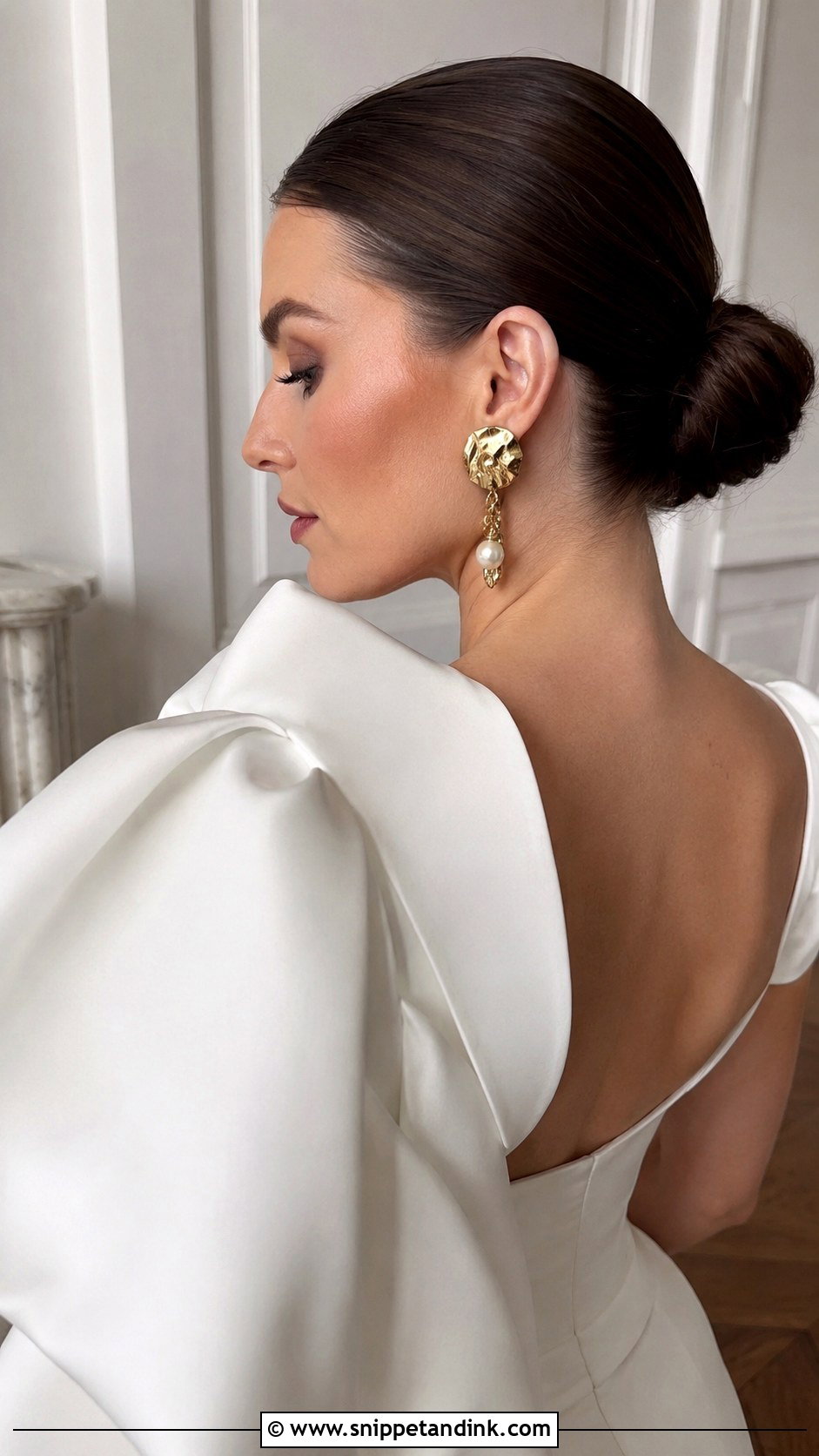 Slicked Back Bun Wedding Hairstyle - Snippet and Ink - 20 Wedding Hairstyles for Shoulder Length Hair