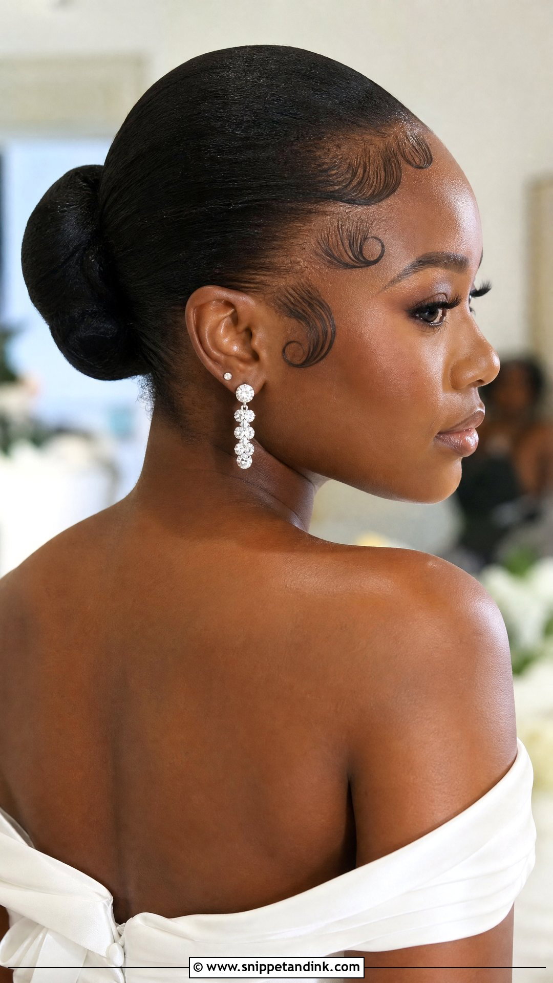 Slicked Back Bun With Baby Hairs - Snippet and Ink - 20 Slick Back Bridal Hair Ideas