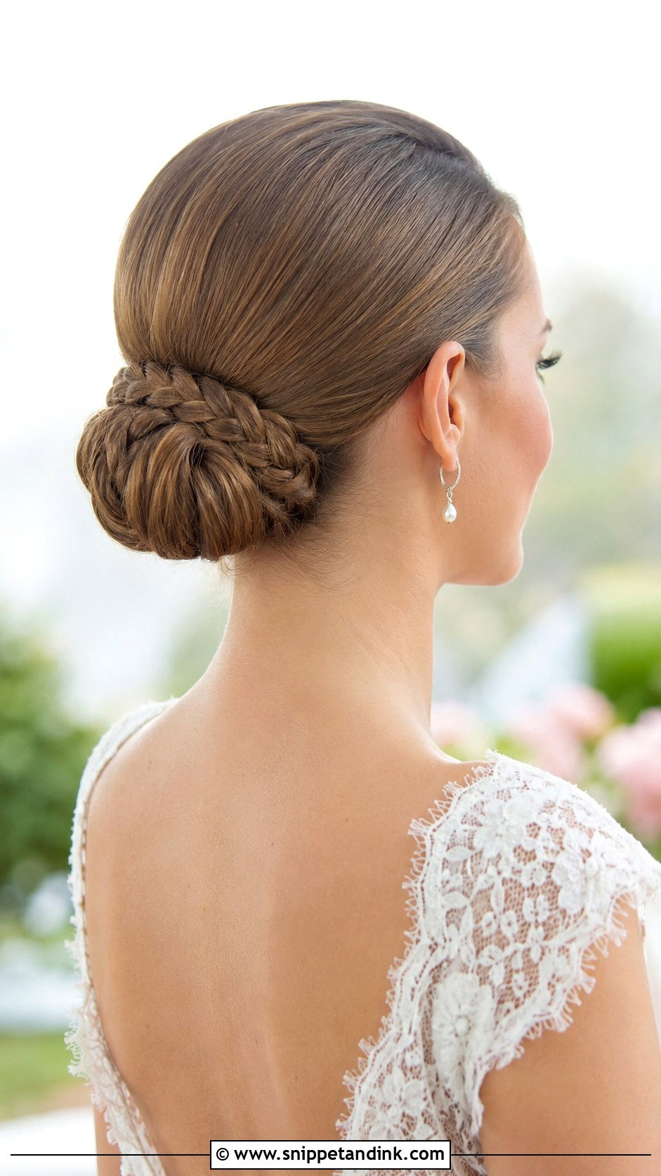 Slicked Back Bun With Braided Detail - Snippet and Ink - 20 Slicked Back Bun Wedding Hair Ideas