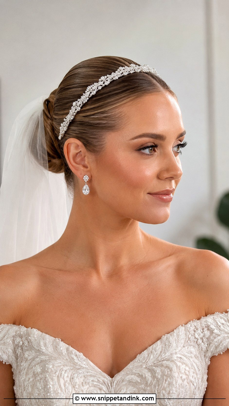 Slicked Back Bun With Headband - Snippet and Ink - 20 Slicked Back Bun Wedding Hair Ideas