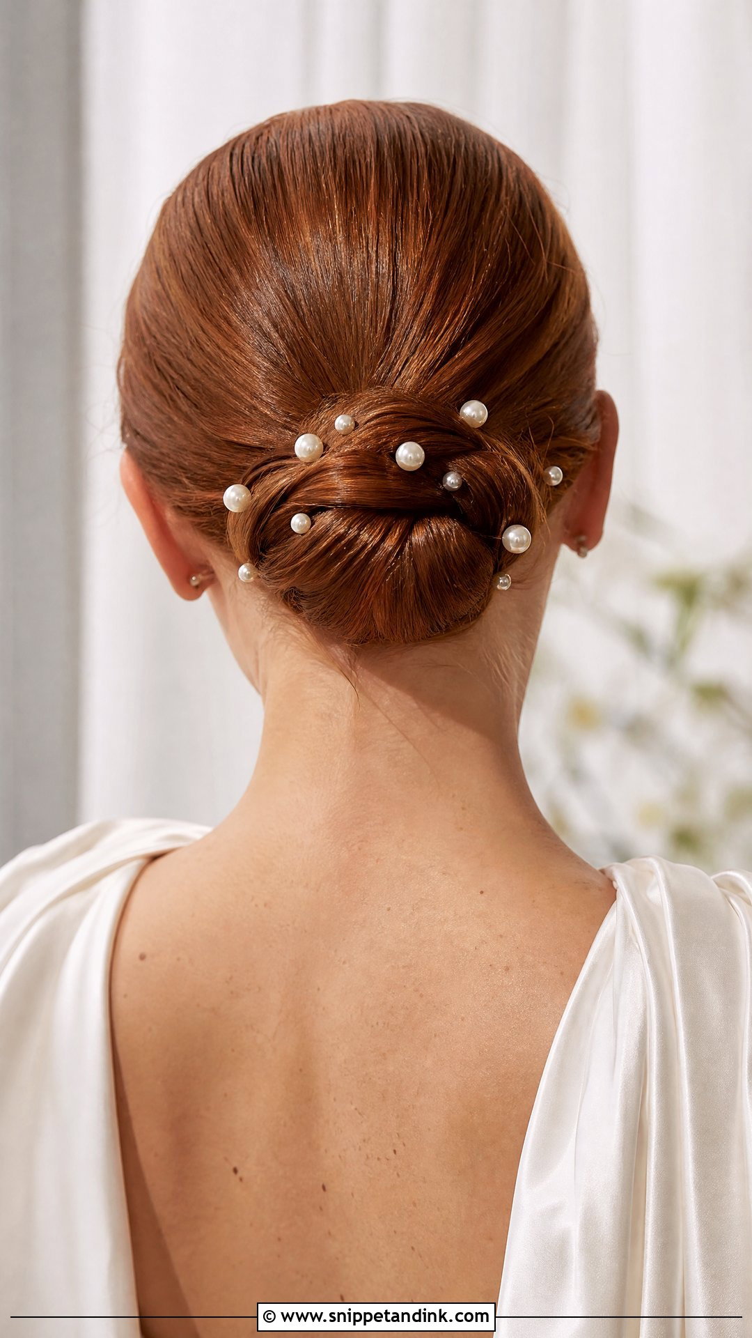 Slicked Back Bun With Pearl Pins - Snippet and Ink - 20 Slicked Back Wedding Hair Ideas