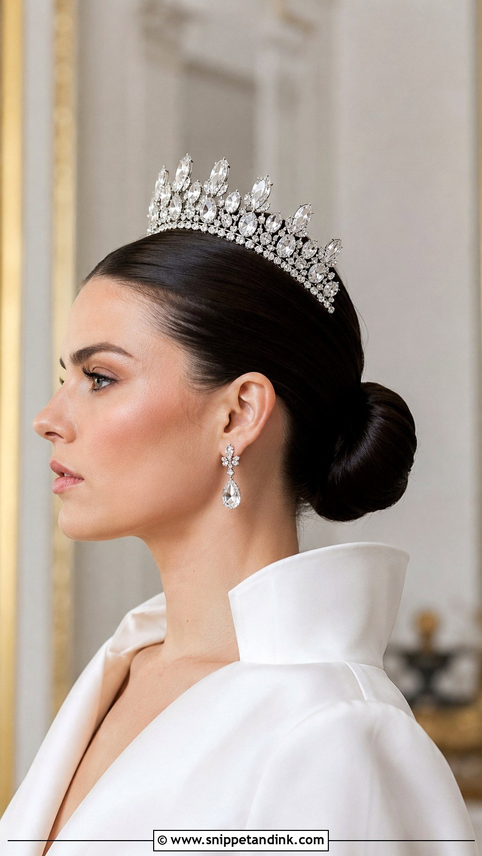 Slicked Back Bun With Tiara - Snippet and Ink - 25 Bridal Tiara Hairstyles